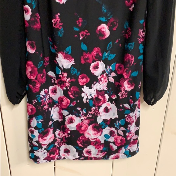 WHBM Midi Dress Black Floral Size 6 - Picture 3 of 6